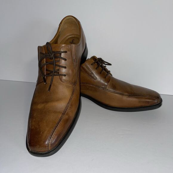 Clark’s Collection Men’s Size 11W Brown Cognac Lace Up Dress Shoes Fall Stylish - Picture 1 of 11